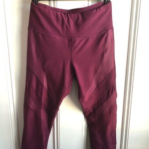 90° maroon leggings with mesh accents